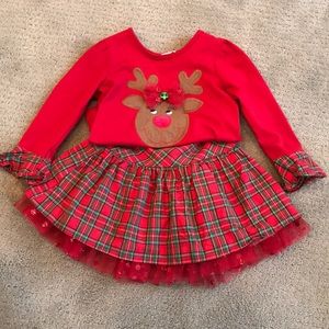 Bailey Boys 3 T Rudolph Shirt with plaid skirt